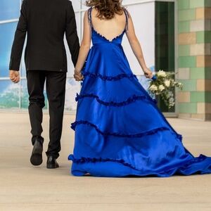 Sherri Hill Long Prom Satin Dress with train